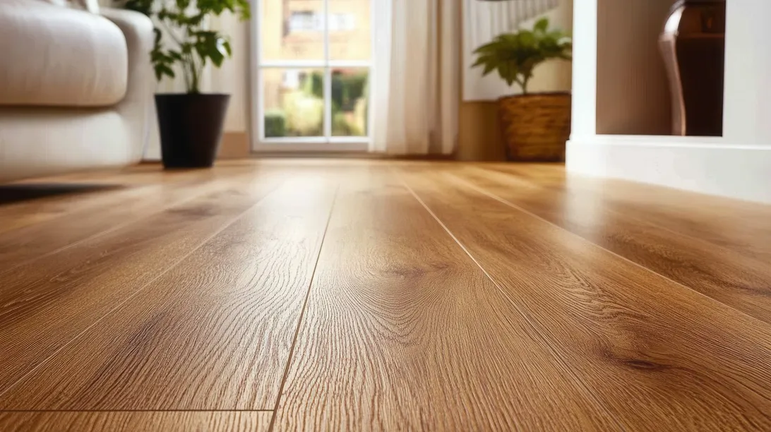 Parquet stratifié dans un séjour lumineux au Maroc